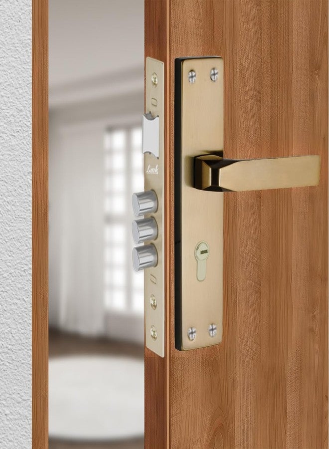 Link Fixio Mortise Door Lock Handle Set | 20 CM | Suitable for Left & Right Handed Doors | Brass Finish | Miled Steel Built | Both Side Key Operate | 1,00,000+ Cycle Tested | 2-Year Warranty - Image 1